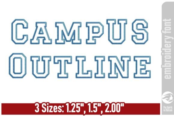 Bold and Sporty: Campus Outline Varsity Embroidery Font 2