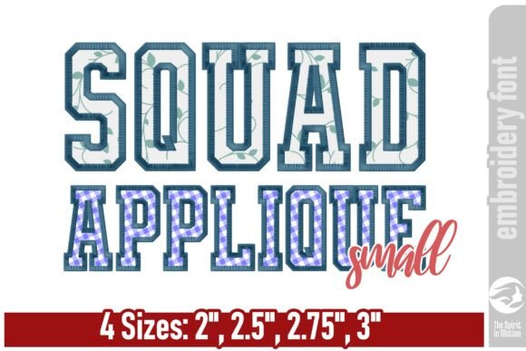 Bold and Sporty: Squad Varsity Applique Font - Small