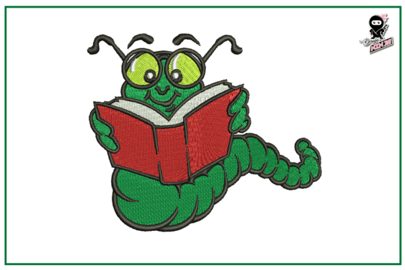 Caterpillar with Book: A Whimsical Embroidery Delight