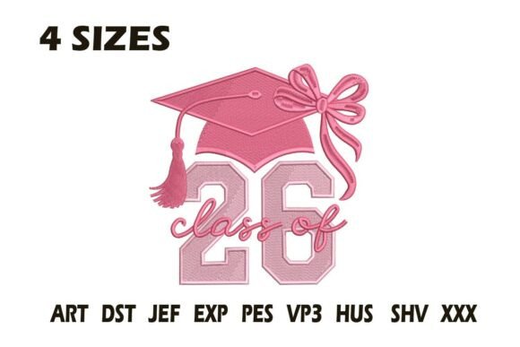 Charming Class of 2026 Graduation Bow Embroidery
