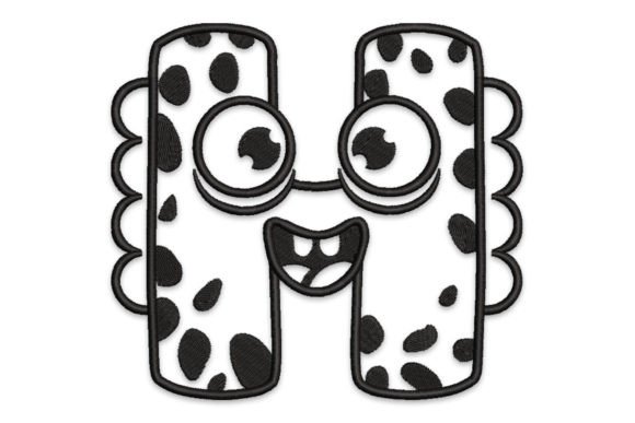 Charming Monster Alphabet Letter H Embroidery