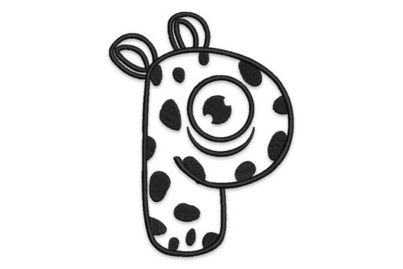 Charming Monster Alphabet Letter P for Embroidery