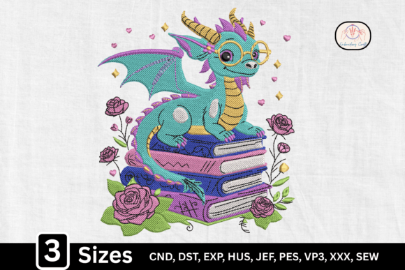 Cute Fantasy Dragon on Book Stack Design