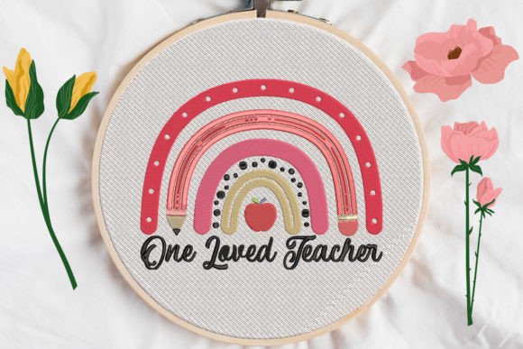 One Loved Teacher Rainbow: A Whimsical Embroidery Design