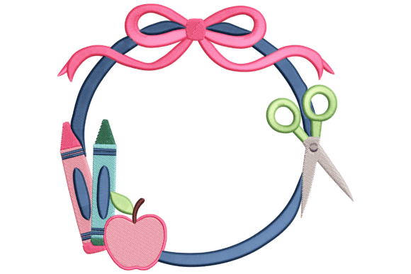 School Supplies Wreath: A Playful Embroidery Design
